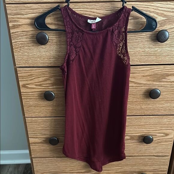 3 So juniors Sleeveless Tops - Black, Burgundy, and Navy Striped - Picture 5 of 11